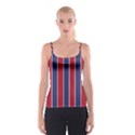 Large Red White and Blue USA Memorial Day Holiday Vertical Cabana Stripes Spaghetti Strap Top View1