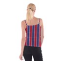 Large Red White and Blue USA Memorial Day Holiday Vertical Cabana Stripes Spaghetti Strap Top View2