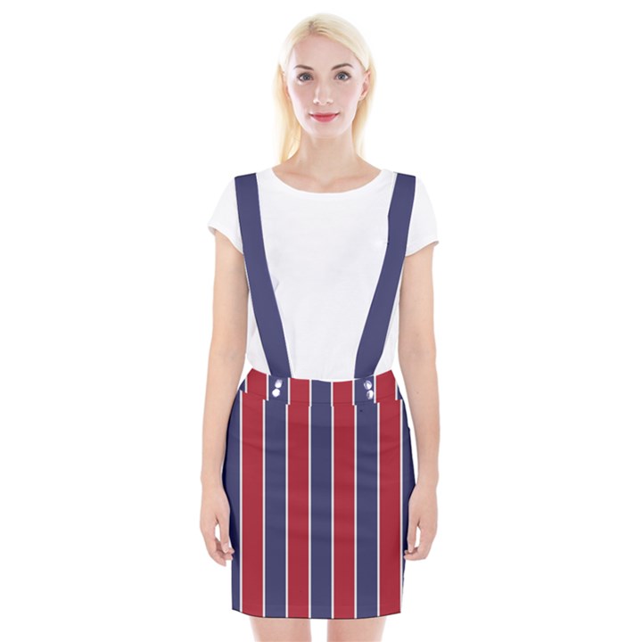 Large Red White and Blue USA Memorial Day Holiday Vertical Cabana Stripes Braces Suspender Skirt