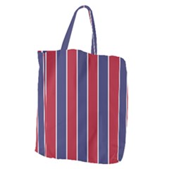 Large Red White And Blue Usa Memorial Day Holiday Vertical Cabana Stripes Giant Grocery Zipper Tote by PodArtist