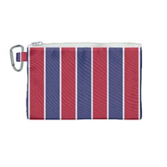 Large Red White And Blue Usa Memorial Day Holiday Vertical Cabana Stripes Canvas Cosmetic Bag (medium) by PodArtist