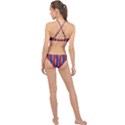 Large Red White and Blue USA Memorial Day Holiday Vertical Cabana Stripes High Neck Bikini Set View2