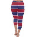 Large Red White and Blue USA Memorial Day Holiday Horizontal Cabana Stripes Capri Winter Leggings  View4