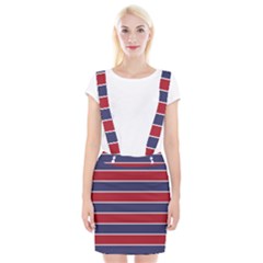 Large Red White And Blue Usa Memorial Day Holiday Horizontal Cabana Stripes Braces Suspender Skirt by PodArtist