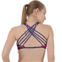 Large Red White and Blue USA Memorial Day Holiday Horizontal Cabana Stripes Criss Cross Racerback Sports Bra View2