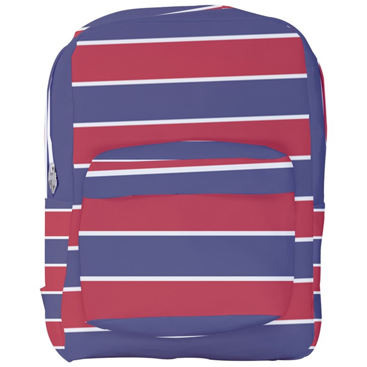 Large Red White and Blue USA Memorial Day Holiday Horizontal Cabana Stripes Full Print Backpack