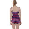 Large Red White and Blue USA Memorial Day Holiday Horizontal Cabana Stripes Boyleg Tankini Set  View2