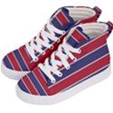 Large Red White and Blue USA Memorial Day Holiday Horizontal Cabana Stripes Kid s Hi-Top Skate Sneakers View2