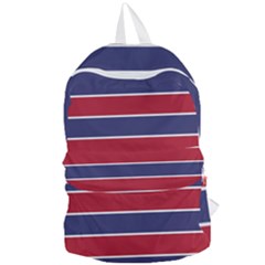 Large Red White And Blue Usa Memorial Day Holiday Horizontal Cabana Stripes Foldable Lightweight Backpack by PodArtist