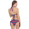 Large Red White and Blue USA Memorial Day Holiday Horizontal Cabana Stripes Tie It Up Bikini Set View2