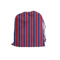 Large Red White And Blue Usa Memorial Day Holiday Pinstripe Drawstring Pouches (large)  by PodArtist