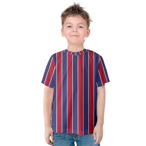 Large Red White And Blue Usa Memorial Day Holiday Pinstripe Kids  Cotton Tee by PodArtist