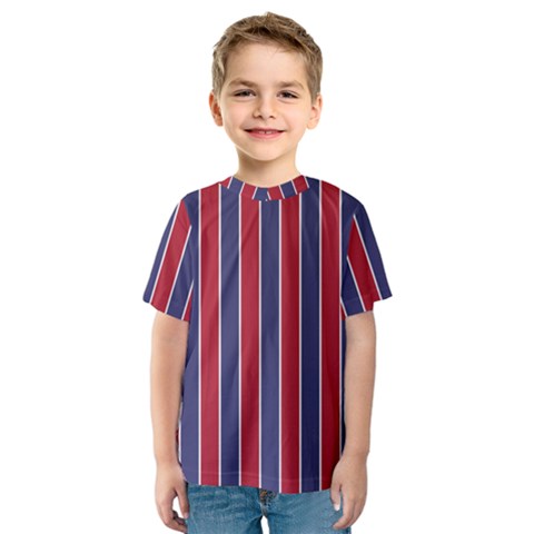 Large Red White And Blue Usa Memorial Day Holiday Pinstripe Kids  Sport Mesh Tee by PodArtist