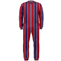 Large Red White And Blue Usa Memorial Day Holiday Pinstripe Onepiece Jumpsuit (men)  by PodArtist