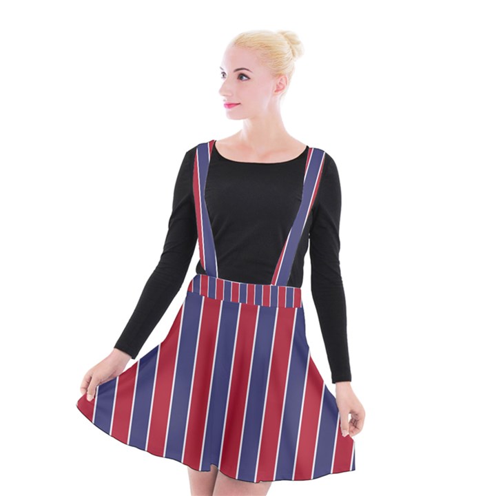 Large Red White and Blue USA Memorial Day Holiday Pinstripe Suspender Skater Skirt