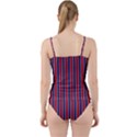 Large Red White and Blue USA Memorial Day Holiday Pinstripe Cut Out Top Tankini Set View2