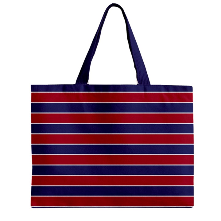 Large Red White and Blue USA Memorial Day Holiday Pinstripe Zipper Mini Tote Bag