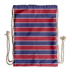 Large Red White And Blue Usa Memorial Day Holiday Pinstripe Drawstring Bag (large) by PodArtist