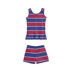 Large Red White And Blue Usa Memorial Day Holiday Pinstripe Kid s Boyleg Swimsuit