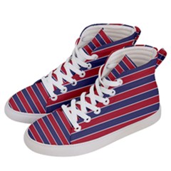 Large Red White And Blue Usa Memorial Day Holiday Pinstripe Women s Hi-top Skate Sneakers by PodArtist