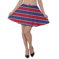 Large Red White And Blue Usa Memorial Day Holiday Pinstripe Velvet Skater Skirt