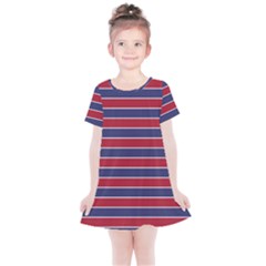 Large Red White And Blue Usa Memorial Day Holiday Pinstripe Kids  Simple Cotton Dress by PodArtist