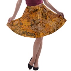 Leaves Motif Pattern Photo 2 A-line Skater Skirt by dflcprints