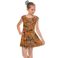 Leaves Motif Pattern Photo 2 Kids Cap Sleeve Dress