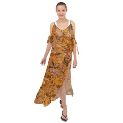 Leaves Motif Pattern Photo 2 Maxi Chiffon Cover Up Dress