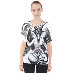 Devil Baphomet Occultism V-neck Dolman Drape Top by Sapixe