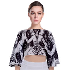 Devil Baphomet Occultism Tie Back Butterfly Sleeve Chiffon Top by Sapixe