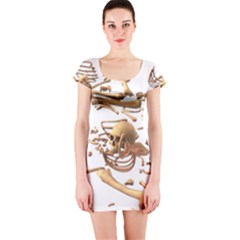 Skull Bone Skeleton Bones Short Sleeve Bodycon Dress by Sapixe