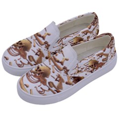 Skull Bone Skeleton Bones Kids  Canvas Slip Ons by Sapixe