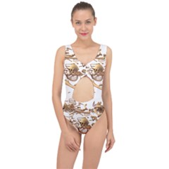 Skull Bone Skeleton Bones Center Cut Out Swimsuit