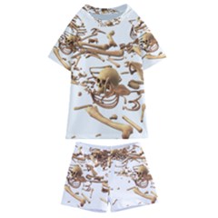 Skull Bone Skeleton Bones Kids  Swim Tee And Shorts Set