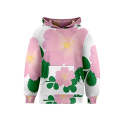 Rose Flower Briar Pink Flowers Kids  Pullover Hoodie by Sapixe