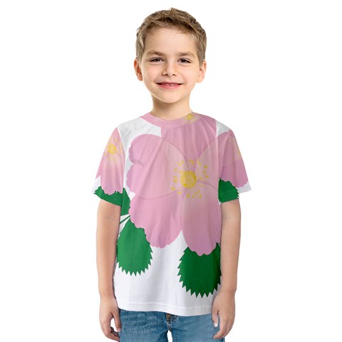 Rose Flower Briar Pink Flowers Kids  Sport Mesh Tee by Sapixe