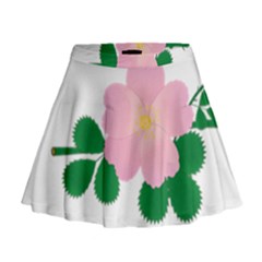 Rose Flower Briar Pink Flowers Mini Flare Skirt by Sapixe