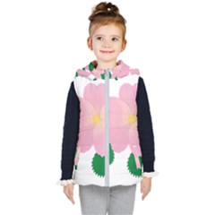 Rose Flower Briar Pink Flowers Kid s Hooded Puffer Vest