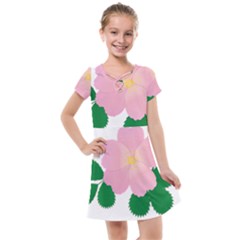 Rose Flower Briar Pink Flowers Kids  Cross Web Dress