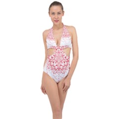 Mandala Pretty Design Pattern Halter Front Plunge Swimsuit