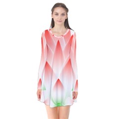 Lotus Flower Blossom Abstract Long Sleeve V-neck Flare Dress by Sapixe