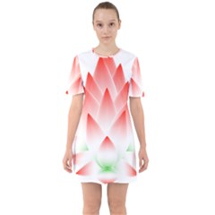 Lotus Flower Blossom Abstract Sixties Short Sleeve Mini Dress by Sapixe