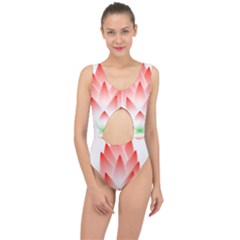 Lotus Flower Blossom Abstract Center Cut Out Swimsuit