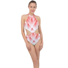 Lotus Flower Blossom Abstract Halter Side Cut Swimsuit by Sapixe