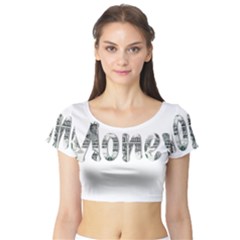 Word Money Million Dollar Short Sleeve Crop Top by Sapixe