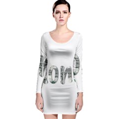 Word Money Million Dollar Long Sleeve Bodycon Dress by Sapixe