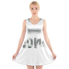 Word Money Million Dollar V-neck Sleeveless Dress by Sapixe