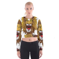 Lion Animal Roar Lion S Mane Comic Cropped Sweatshirt by Sapixe