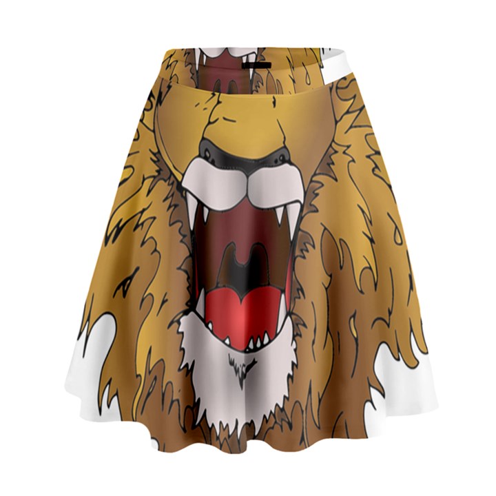 Lion Animal Roar Lion S Mane Comic High Waist Skirt